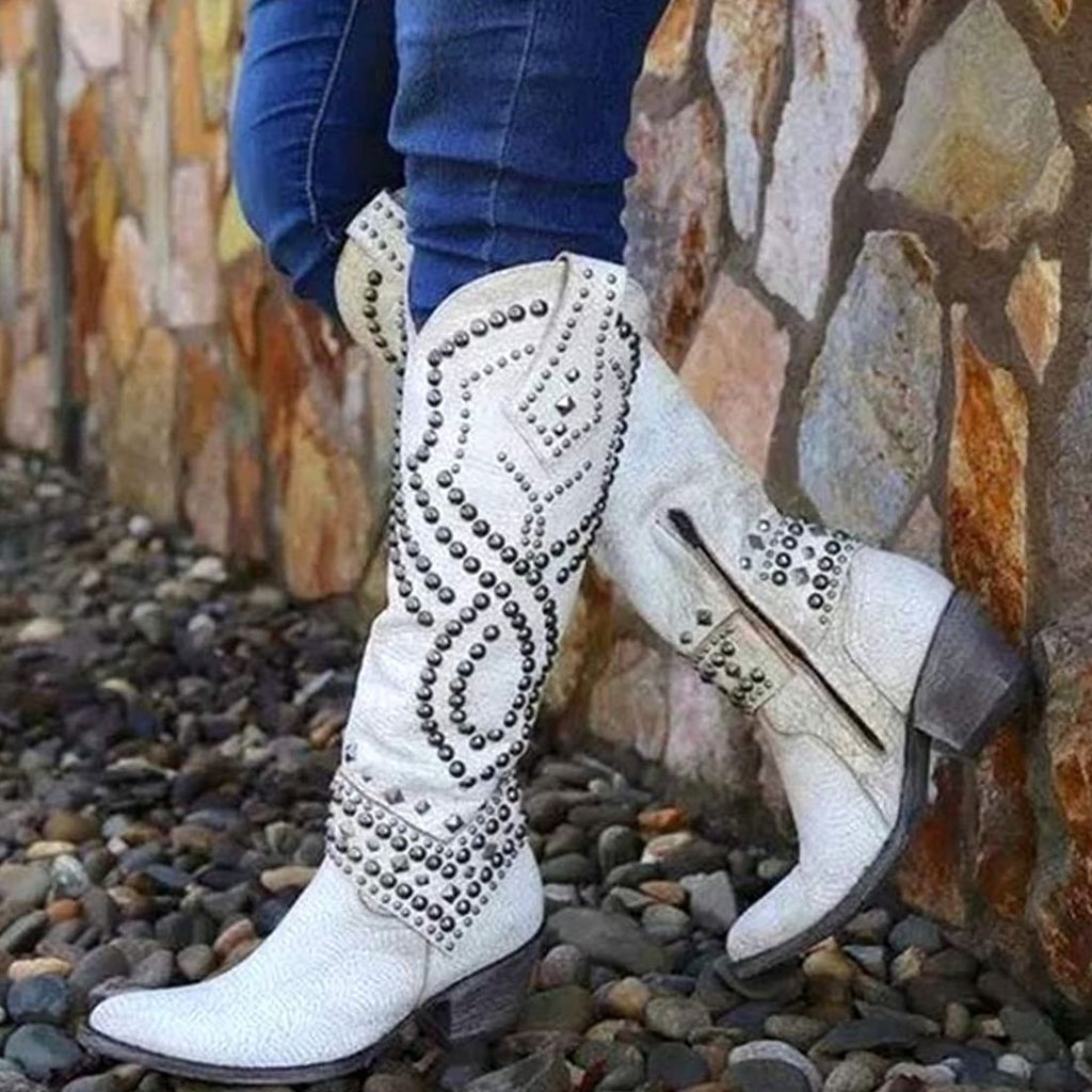 Dakota | Women’s Studded Distressed Western Knee-High Boots