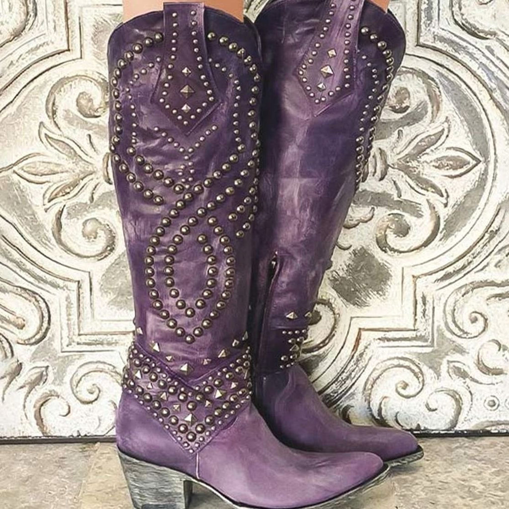 Dakota | Women’s Studded Distressed Western Knee-High Boots
