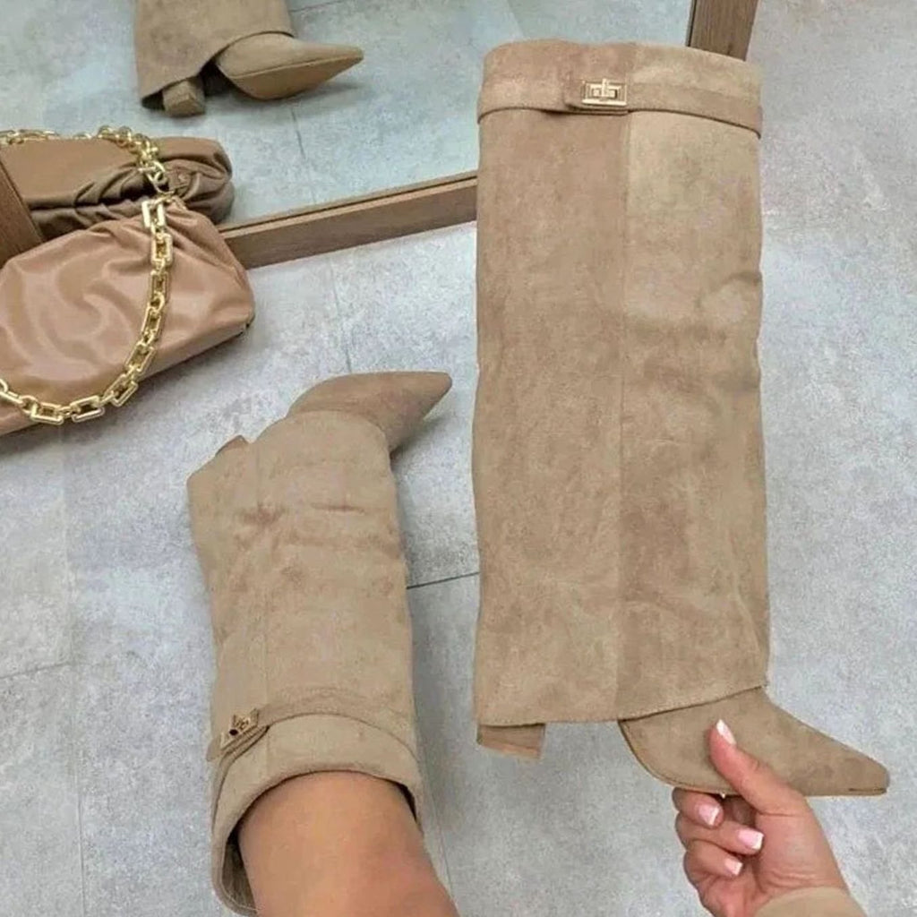 Vienna | Women’s Fold-Over Pointed-Toe Lock Tall Gaiter Boots