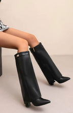 Vienna | Women’s Fold-Over Pointed-Toe Lock Tall Gaiter Boots