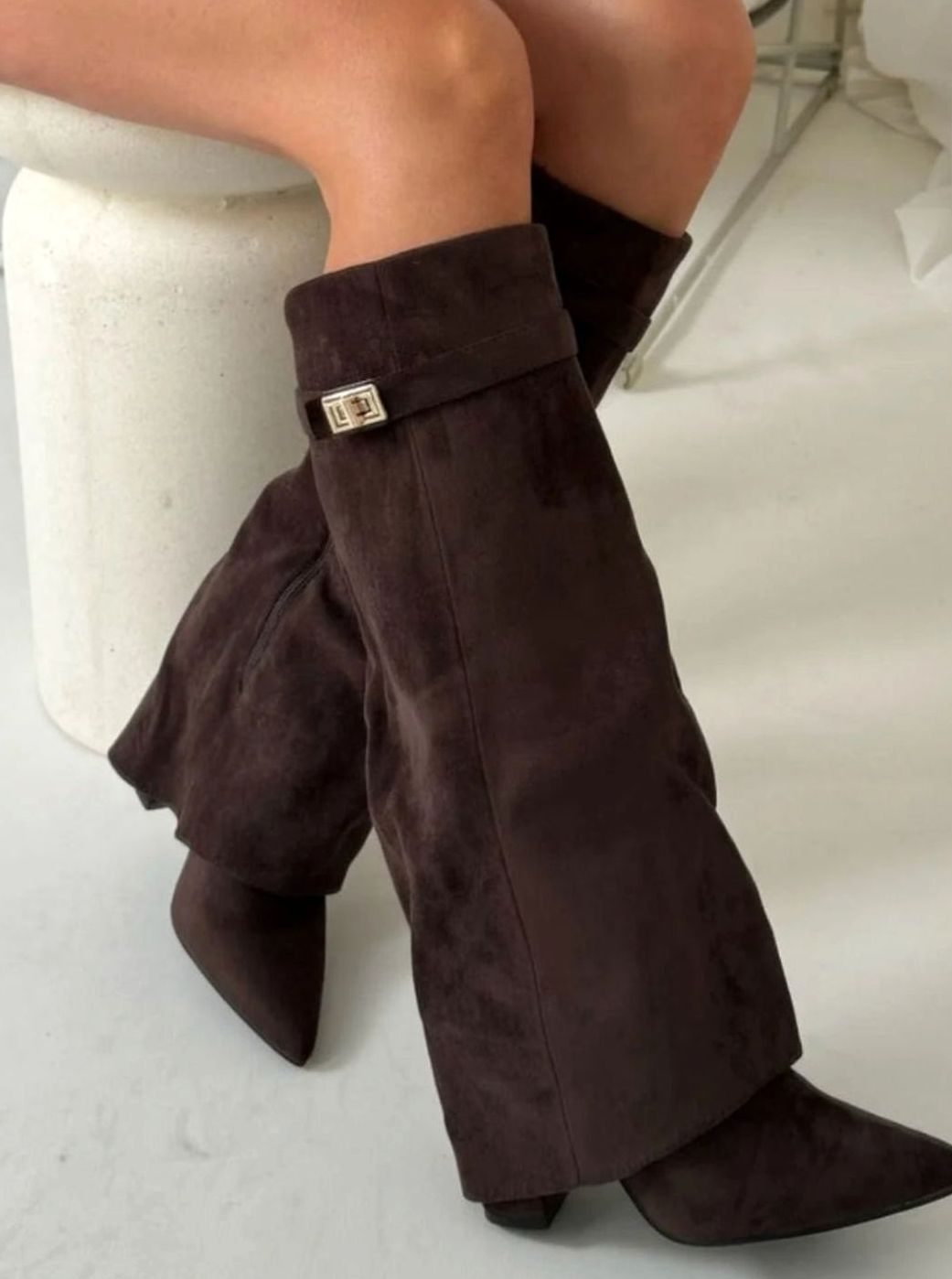 Sloane | Women’s Fold-Over Gaiter Pointed-Toe Knee-High Boots