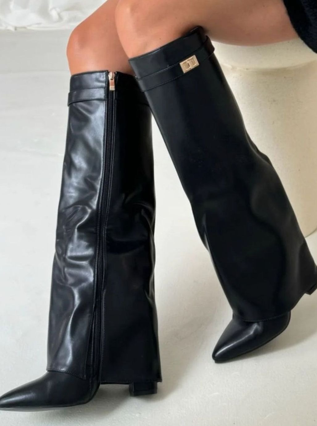Sloane | Women’s Fold-Over Gaiter Pointed-Toe Knee-High Boots