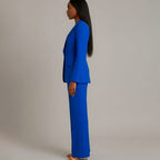 Bianca | Women’s Ivory Single-Button Tailored Blazer & Wide-Leg Suit Set