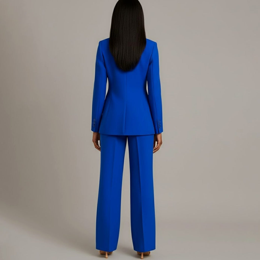 Bianca | Women’s Ivory Single-Button Tailored Blazer & Wide-Leg Suit Set