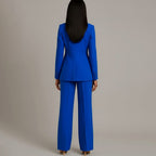 Bianca | Women’s Ivory Single-Button Tailored Blazer & Wide-Leg Suit Set