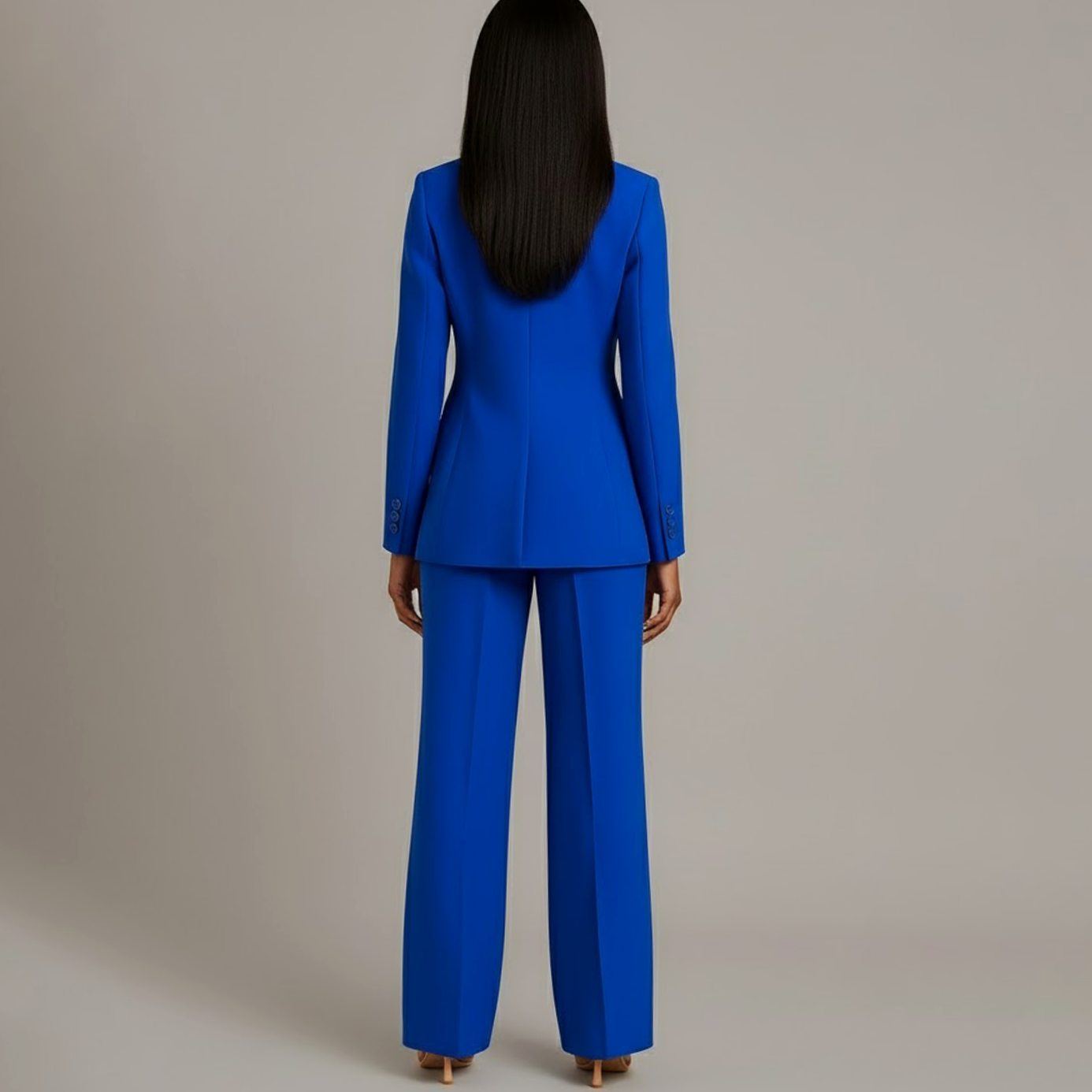 Bianca | Women’s Ivory Single-Button Tailored Blazer & Wide-Leg Suit Set