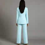Bianca | Women’s Ivory Single-Button Tailored Blazer & Wide-Leg Suit Set
