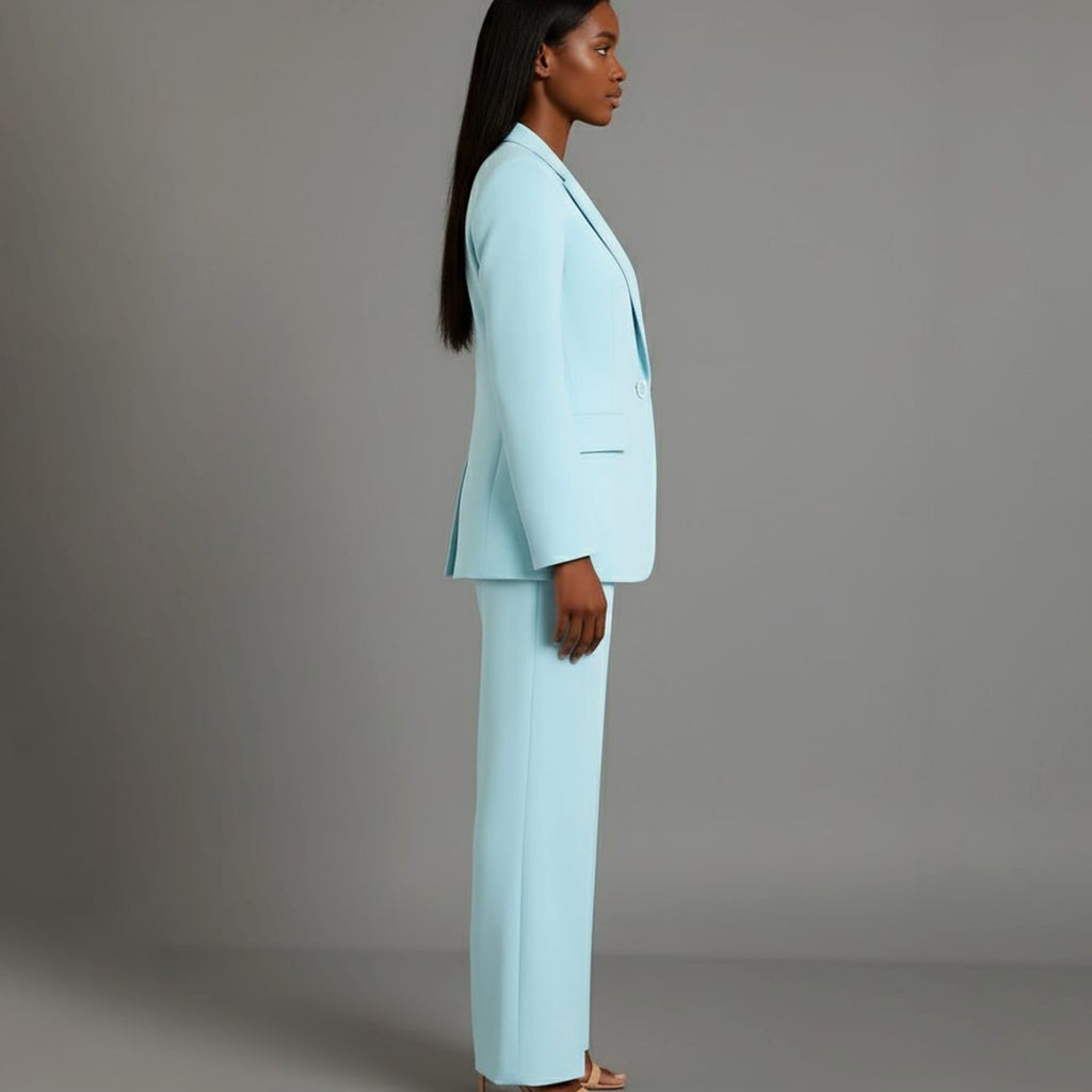 Bianca | Women’s Ivory Single-Button Tailored Blazer & Wide-Leg Suit Set