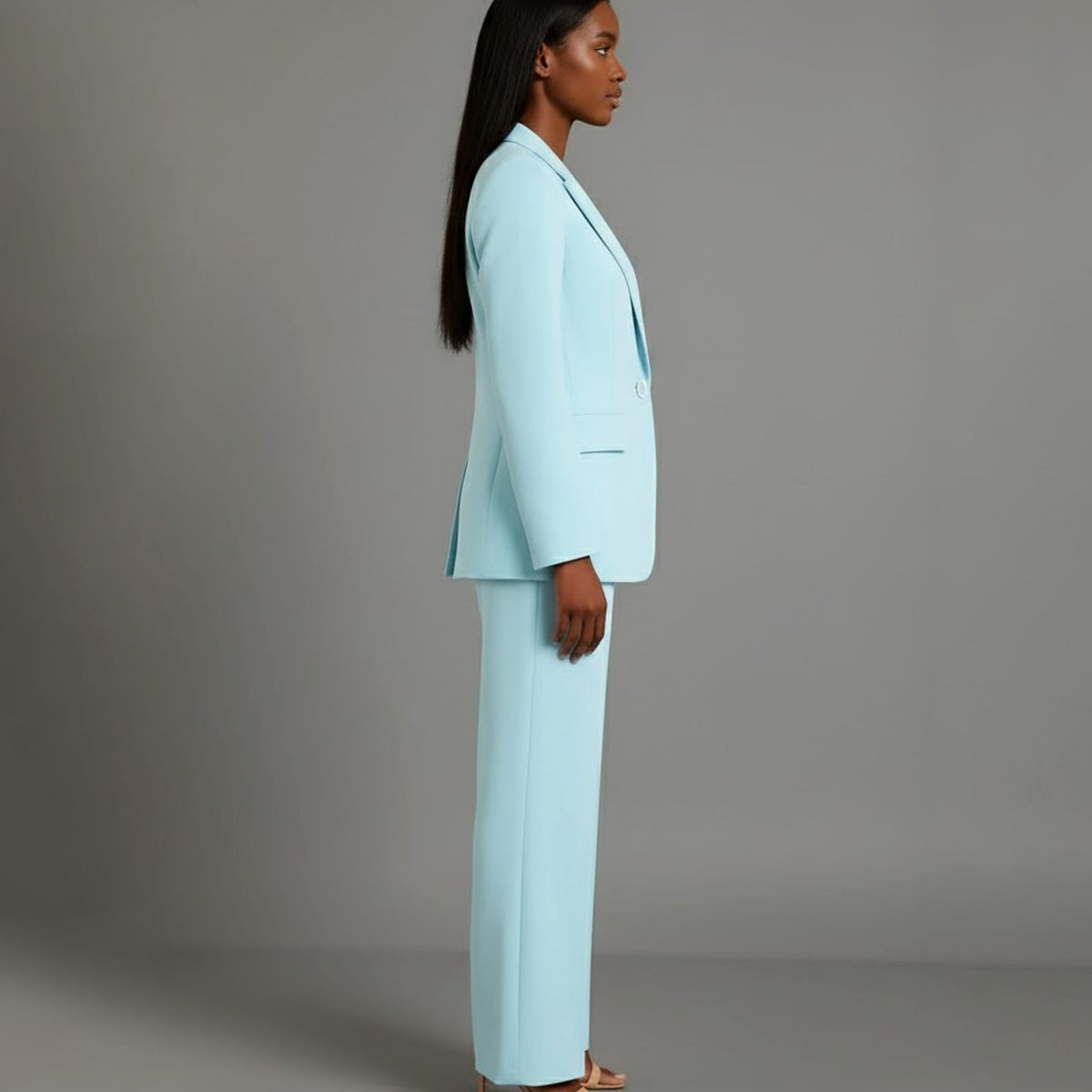 Bianca | Women’s Ivory Single-Button Tailored Blazer & Wide-Leg Suit Set