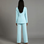 Bianca | Women’s Ivory Single-Button Tailored Blazer & Wide-Leg Suit Set