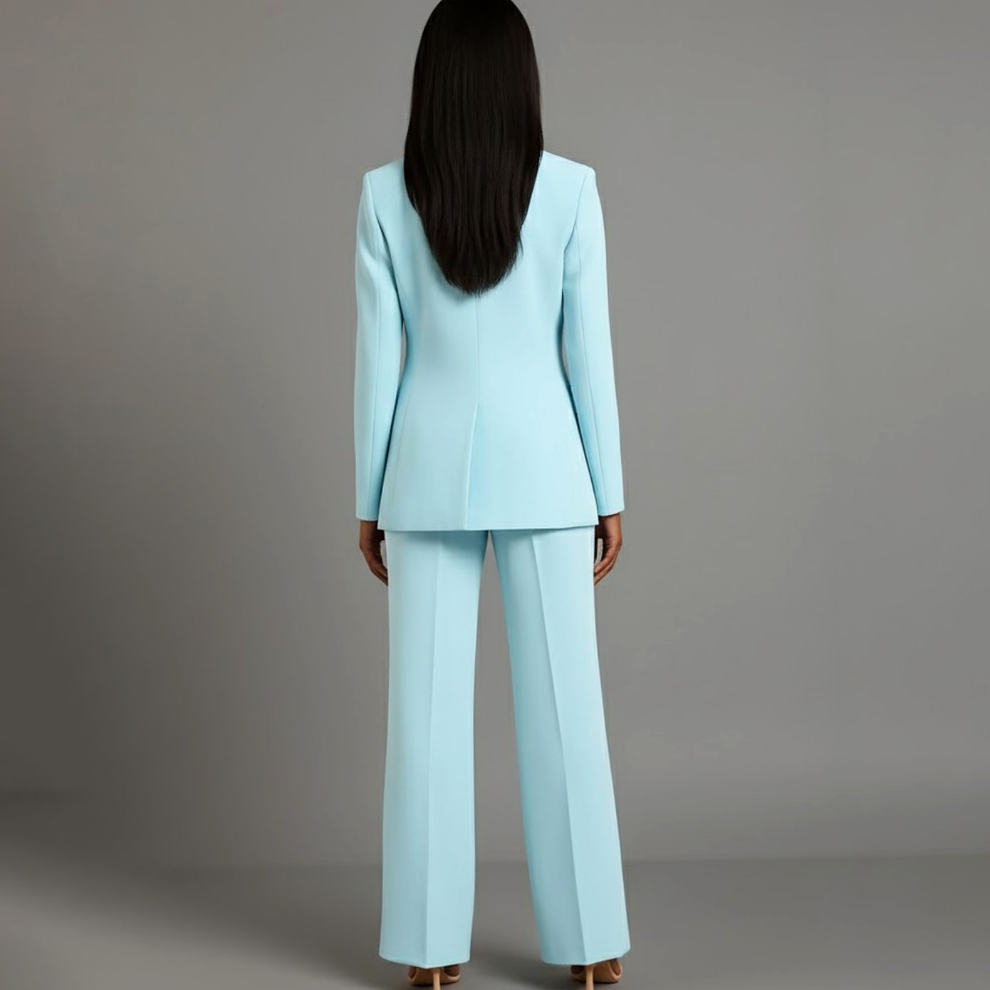 Bianca | Women’s Ivory Single-Button Tailored Blazer & Wide-Leg Suit Set
