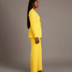 Bianca | Women’s Ivory Single-Button Tailored Blazer & Wide-Leg Suit Set