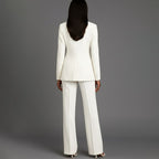 Bianca | Women’s Ivory Single-Button Tailored Blazer & Wide-Leg Suit Set