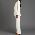 Bianca | Women’s Ivory Single-Button Tailored Blazer & Wide-Leg Suit Set