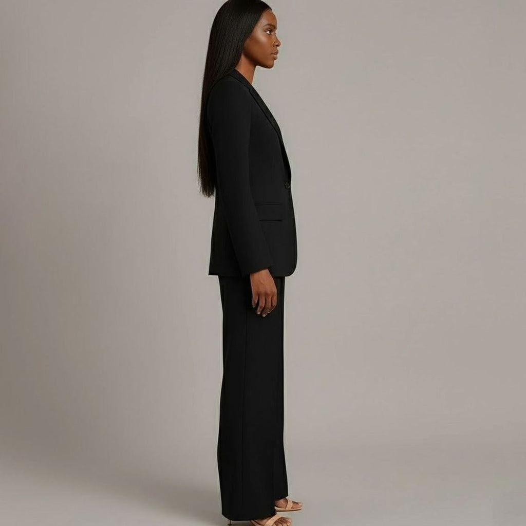 Bianca | Women’s Ivory Single-Button Tailored Blazer & Wide-Leg Suit Set