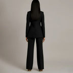 Bianca | Women’s Ivory Single-Button Tailored Blazer & Wide-Leg Suit Set