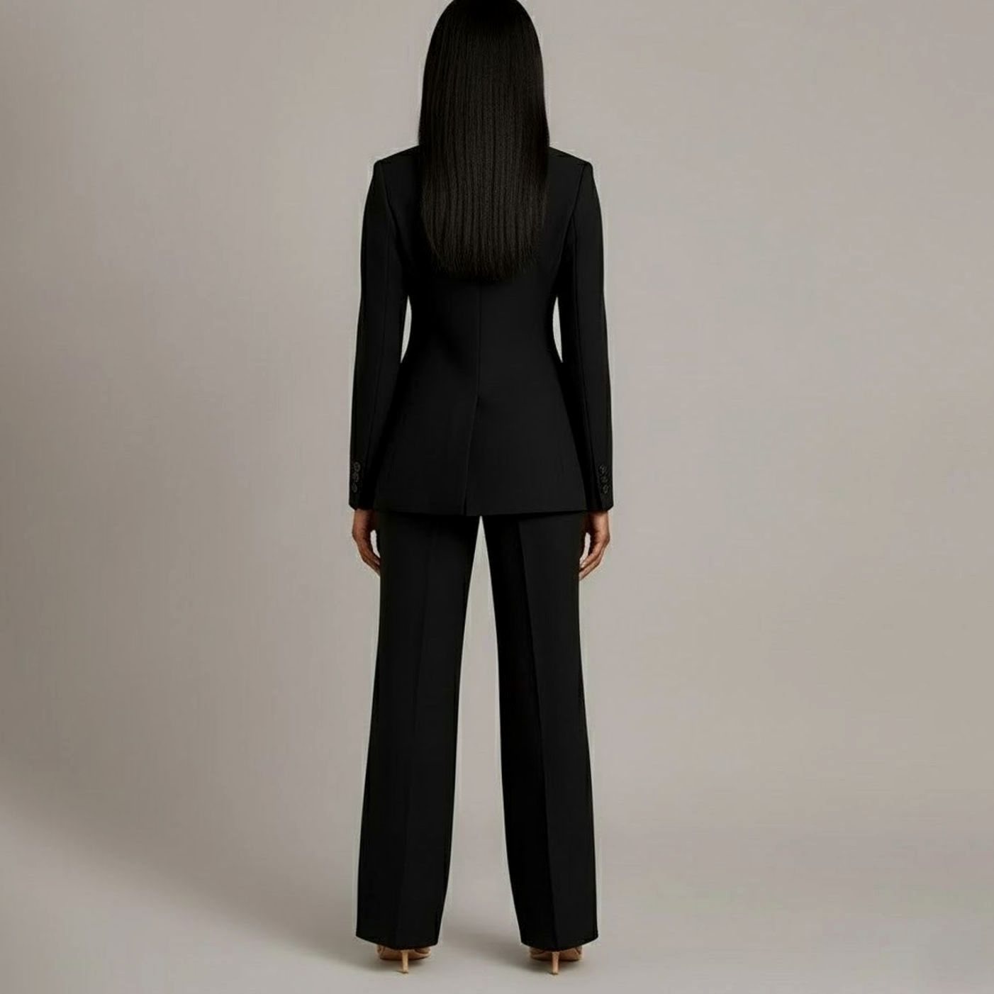 Bianca | Women’s Ivory Single-Button Tailored Blazer & Wide-Leg Suit Set
