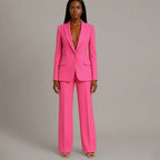 Bianca | Women’s Ivory Single-Button Tailored Blazer & Wide-Leg Suit Set