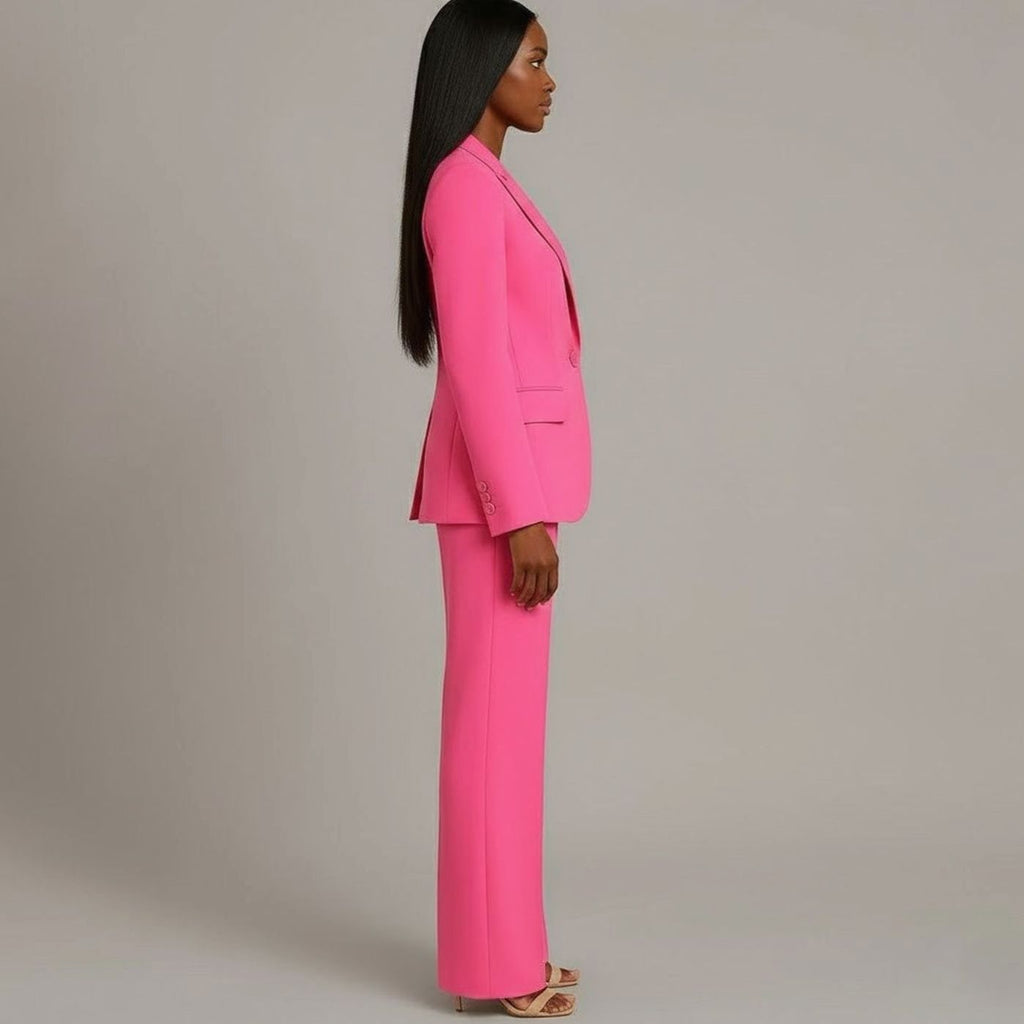 Bianca | Women’s Ivory Single-Button Tailored Blazer & Wide-Leg Suit Set