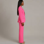 Bianca | Women’s Ivory Single-Button Tailored Blazer & Wide-Leg Suit Set