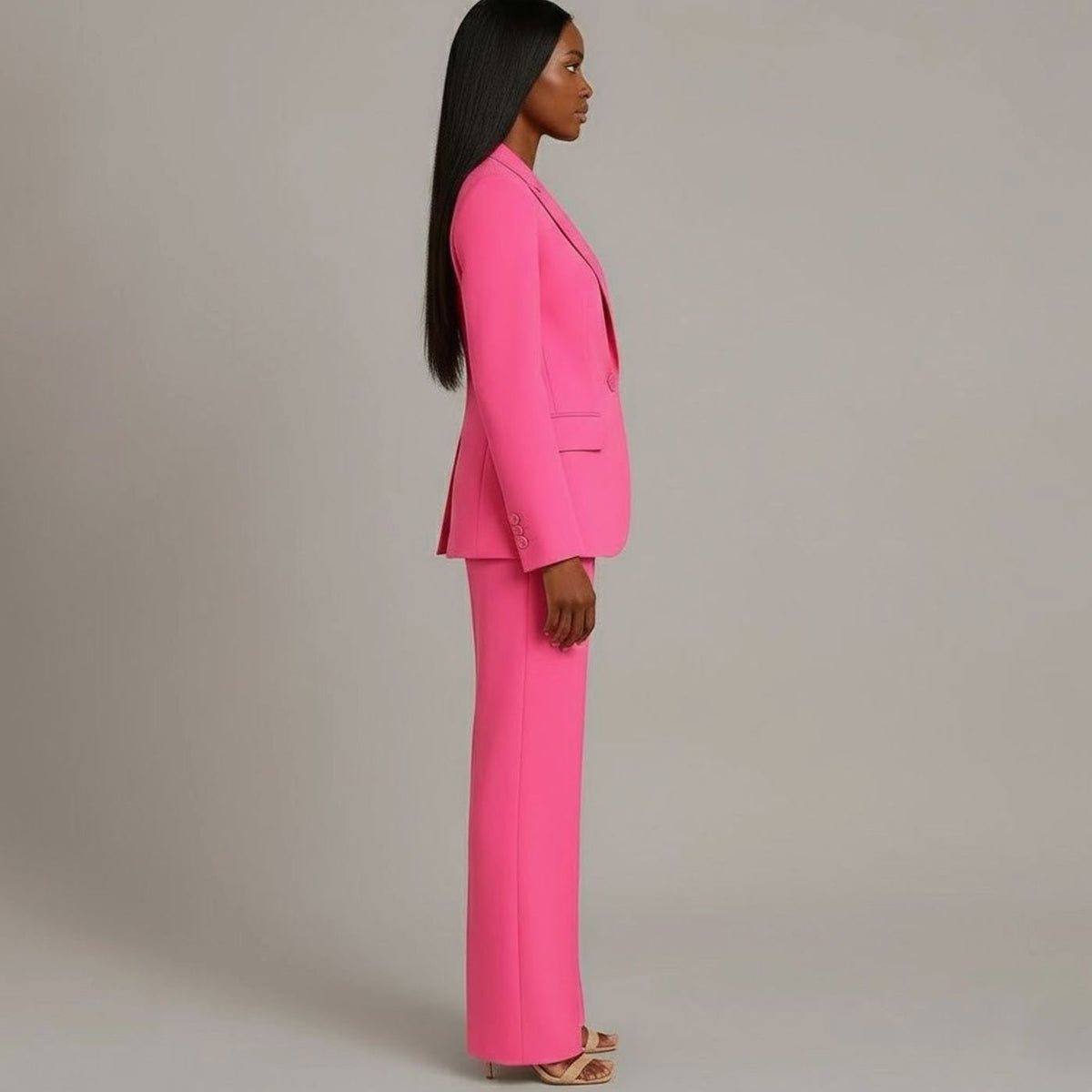 Bianca | Women’s Ivory Single-Button Tailored Blazer & Wide-Leg Suit Set