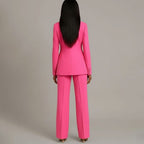 Bianca | Women’s Ivory Single-Button Tailored Blazer & Wide-Leg Suit Set
