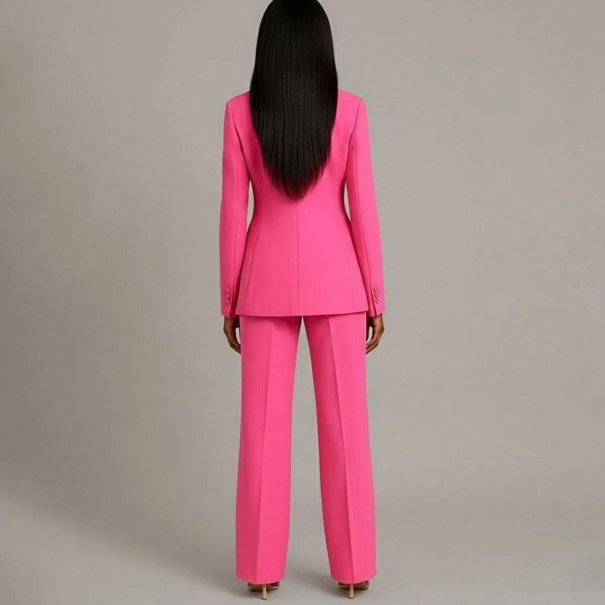 Bianca | Women’s Ivory Single-Button Tailored Blazer & Wide-Leg Suit Set
