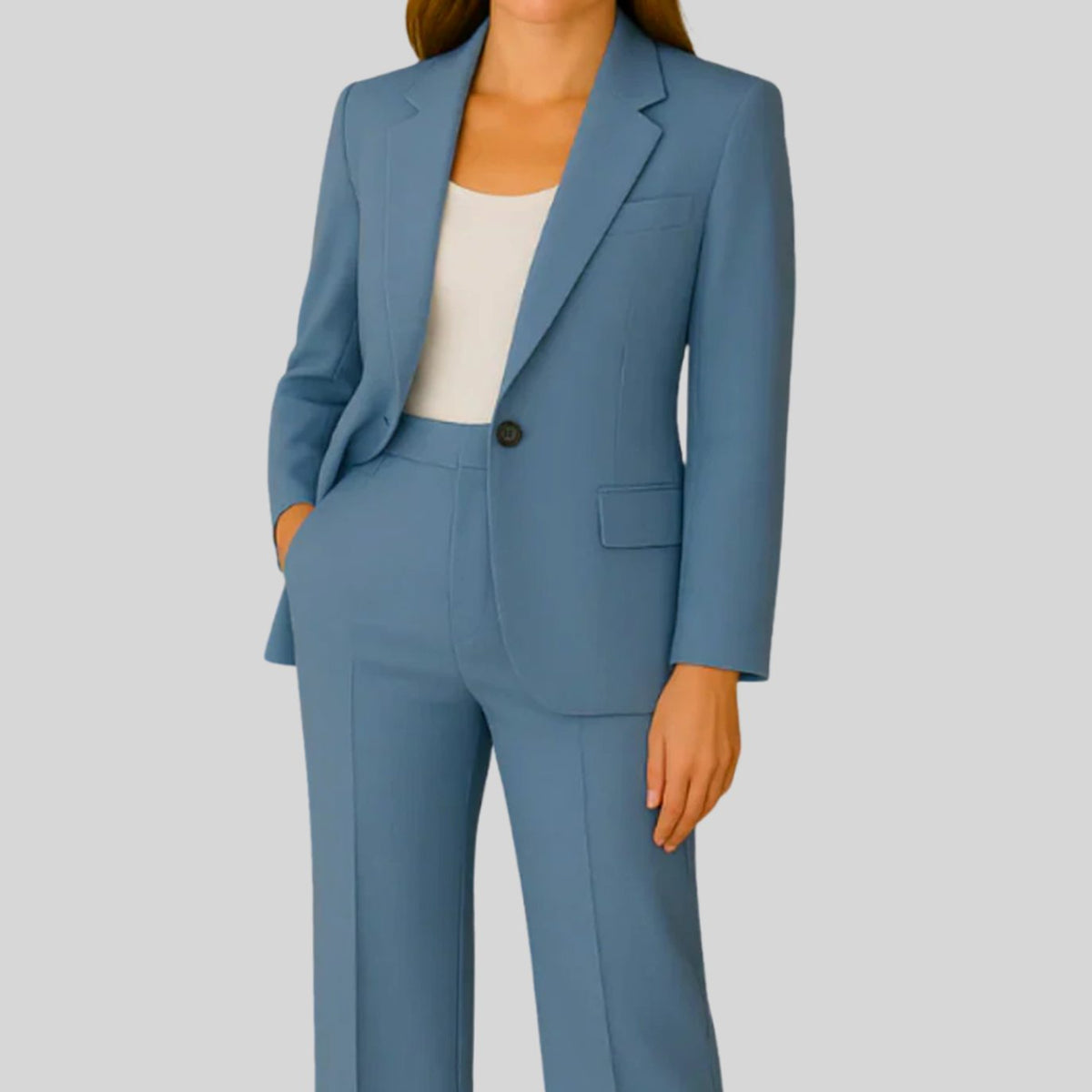 Vivian | Women’s Single-Button Tailored Blazer & Straight-Leg Trouser Suit Set