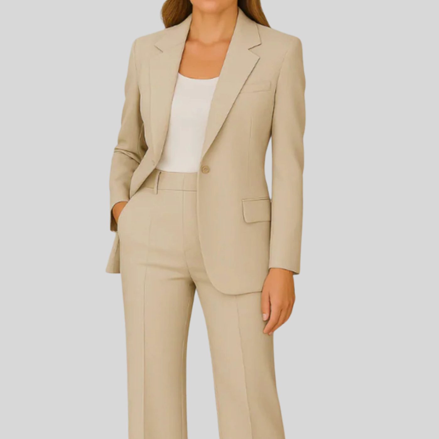 Vivian | Women’s Single-Button Tailored Blazer & Straight-Leg Trouser Suit Set