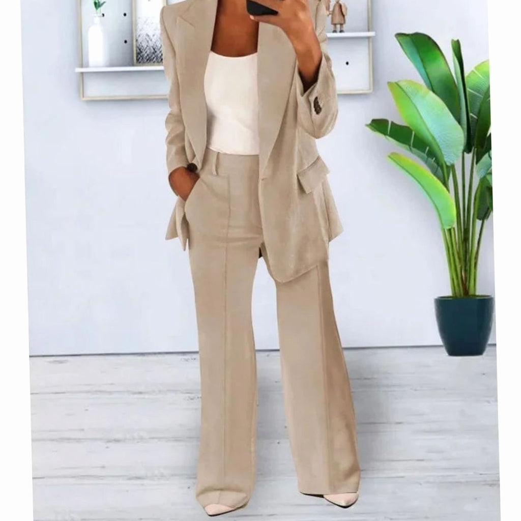 Clara | Women’s Notch-Lapel Blazer & Wide-Leg Trouser Suit Set