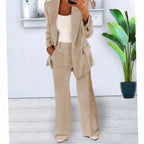 Clara | Women’s Notch-Lapel Blazer & Wide-Leg Trouser Suit Set