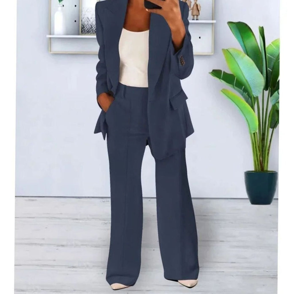 Clara | Women’s Notch-Lapel Blazer & Wide-Leg Trouser Suit Set
