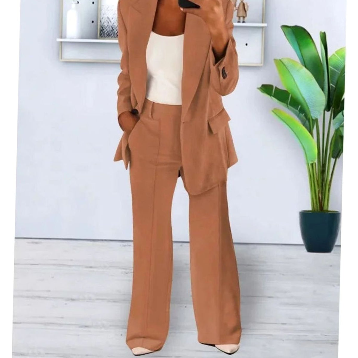 Clara | Women’s Notch-Lapel Blazer & Wide-Leg Trouser Suit Set