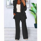 Clara | Women’s Notch-Lapel Blazer & Wide-Leg Trouser Suit Set