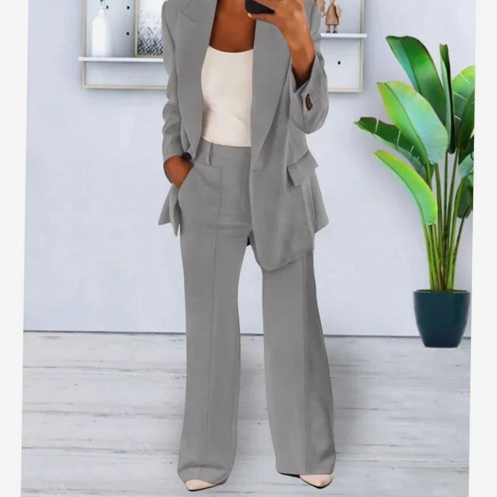 Clara | Women’s Notch-Lapel Blazer & Wide-Leg Trouser Suit Set