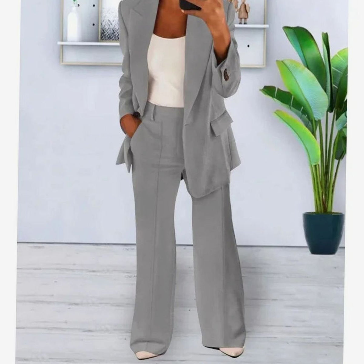 Clara | Women’s Notch-Lapel Blazer & Wide-Leg Trouser Suit Set