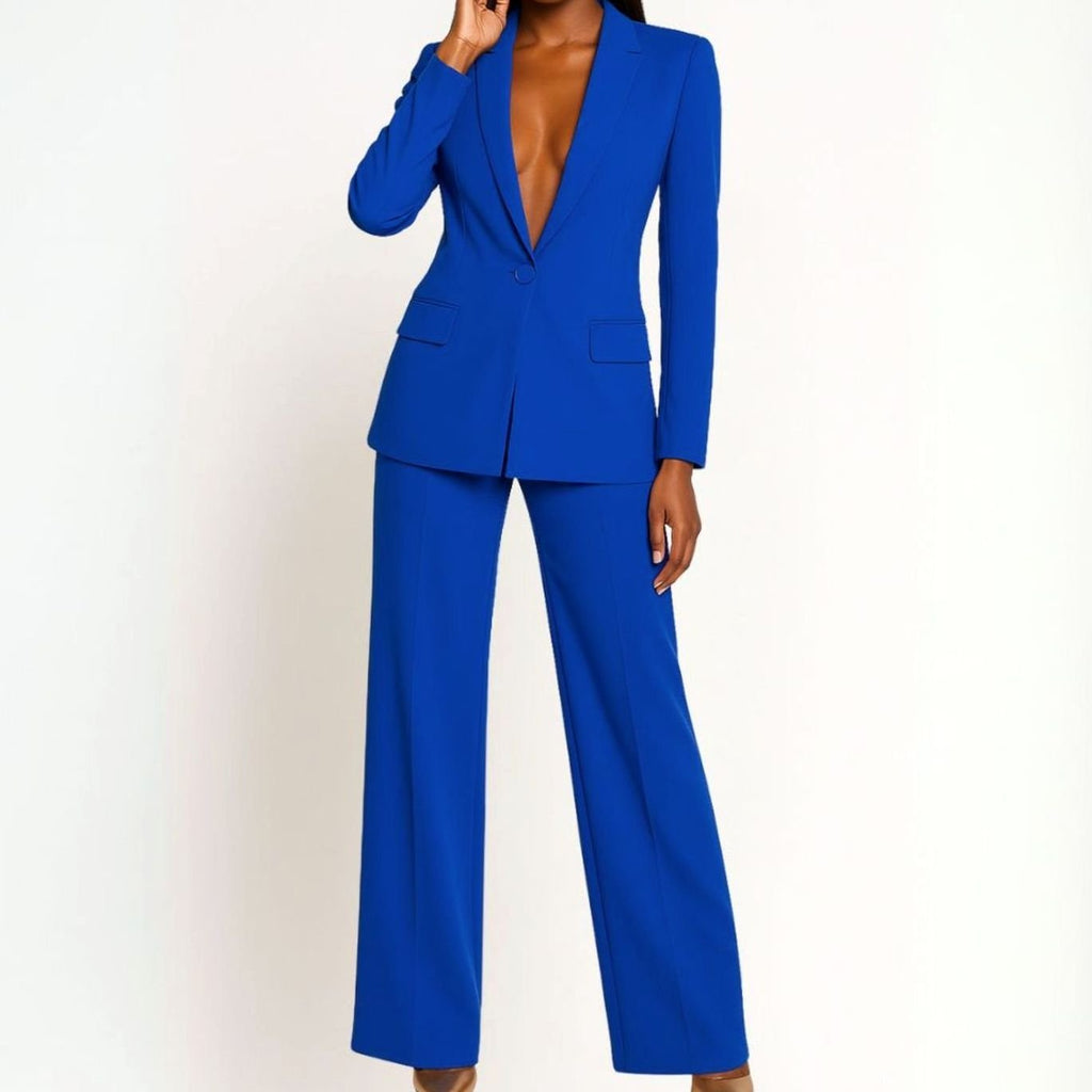 Victoria | Women’s Single-Button Tailored Blazer & Wide-Leg Suit Set