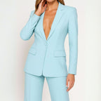 Victoria | Women’s Single-Button Tailored Blazer & Wide-Leg Suit Set