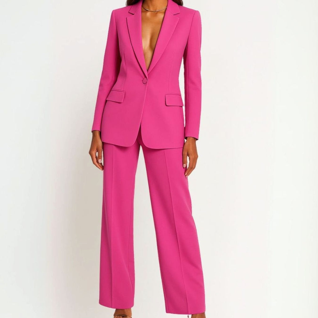 Victoria | Women’s Single-Button Tailored Blazer & Wide-Leg Suit Set
