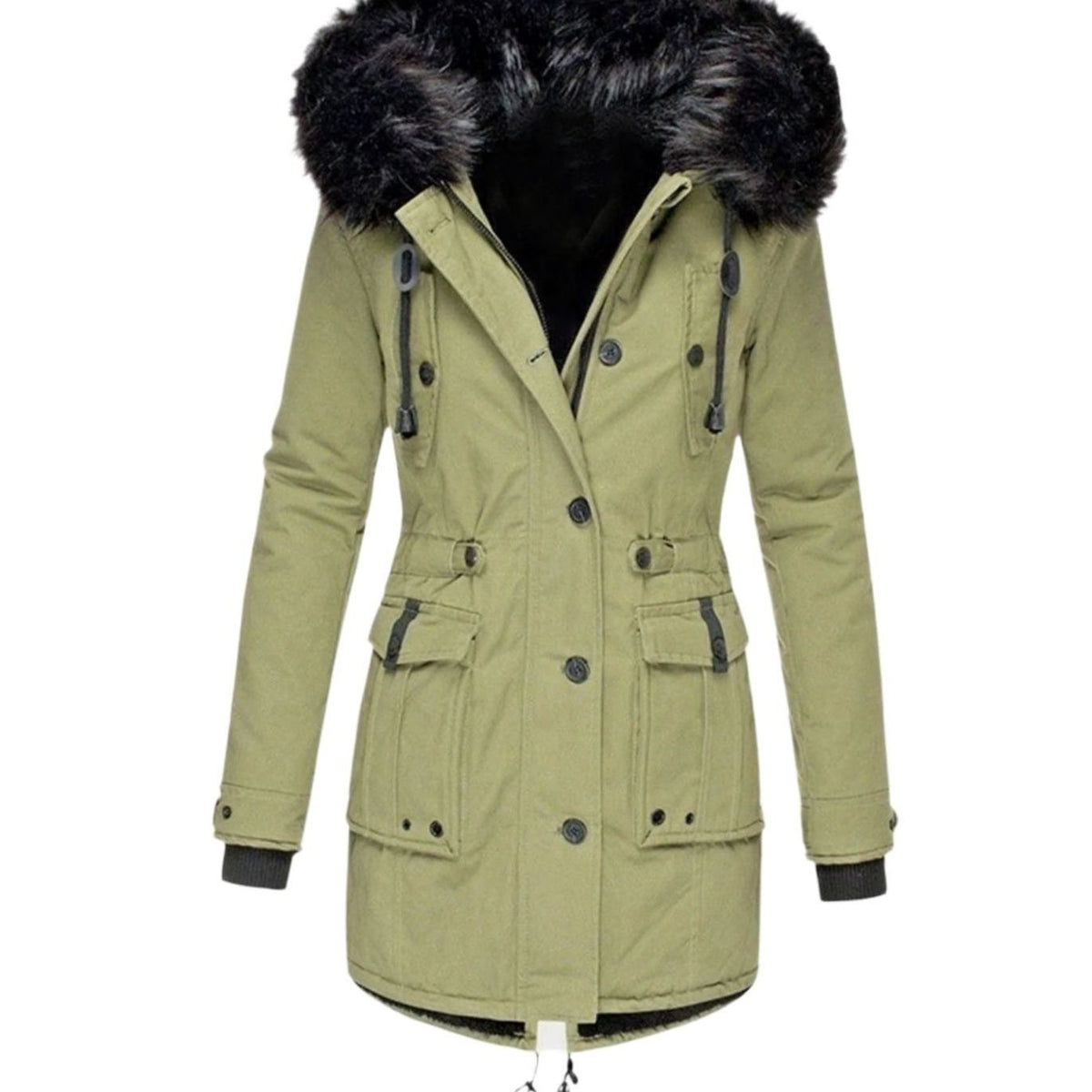 Astrid | Women’s Faux-Fur Hooded Drawstring Fleece-Lined Winter Parka