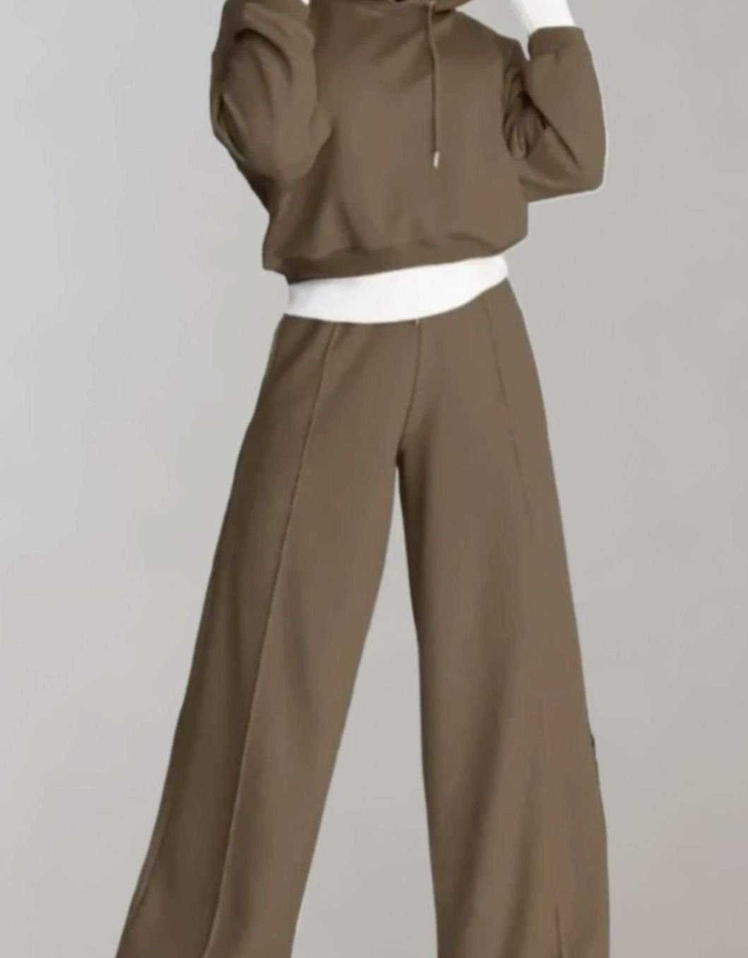 Nova | Women’s Contrast-Trim Cropped Hoodie & Wide-Leg Sweatsuit Set