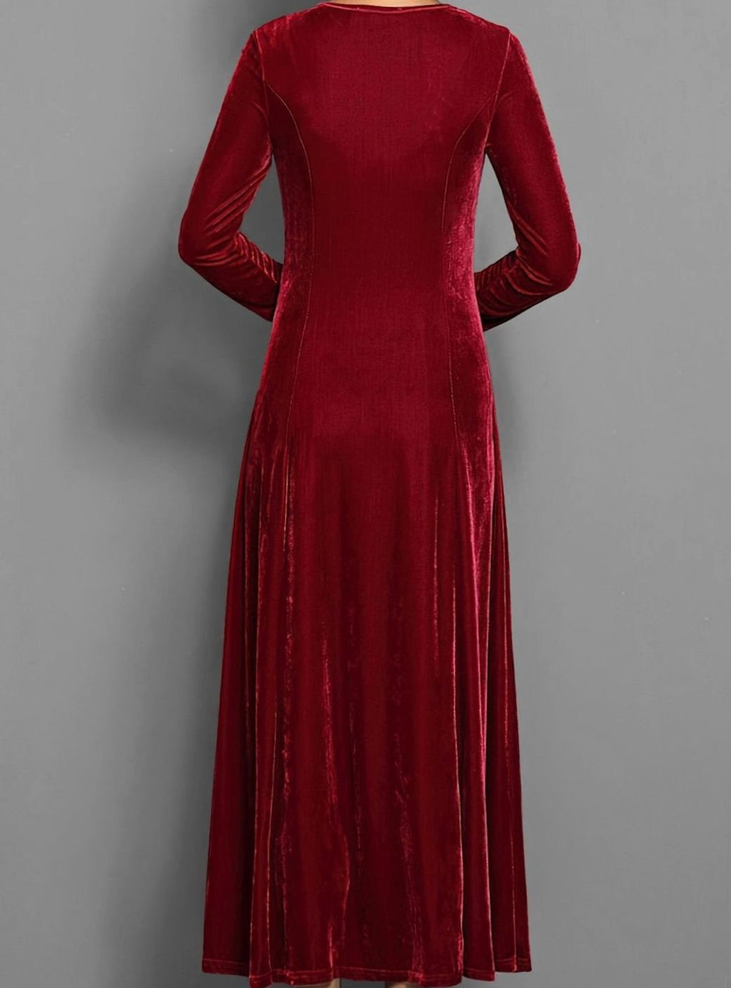 Vivienne | Women’s 3/4-Sleeve Scoop-Neck Velvet A-Line Maxi Dress