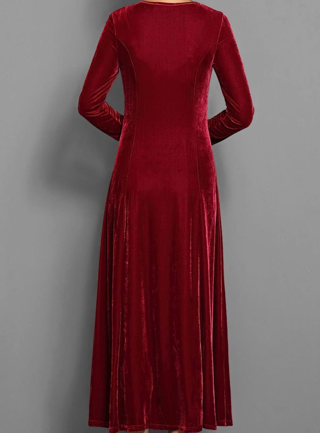 Vivienne | Women’s 3/4-Sleeve Scoop-Neck Velvet A-Line Maxi Dress