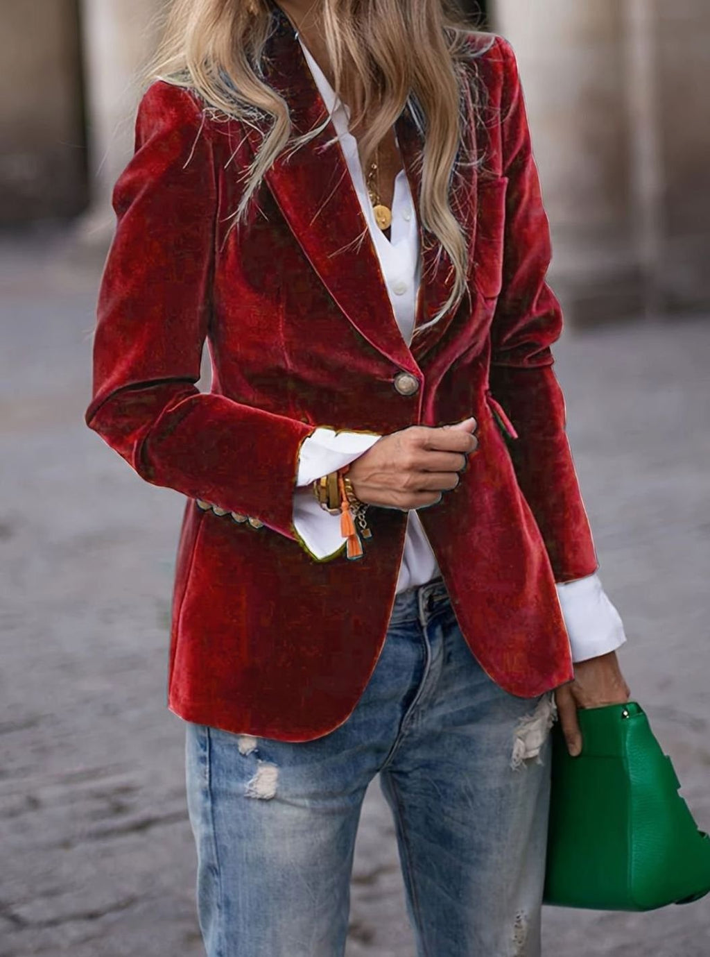 Colette | Women’s Plush Velvet Single-Button Tailored Blazer