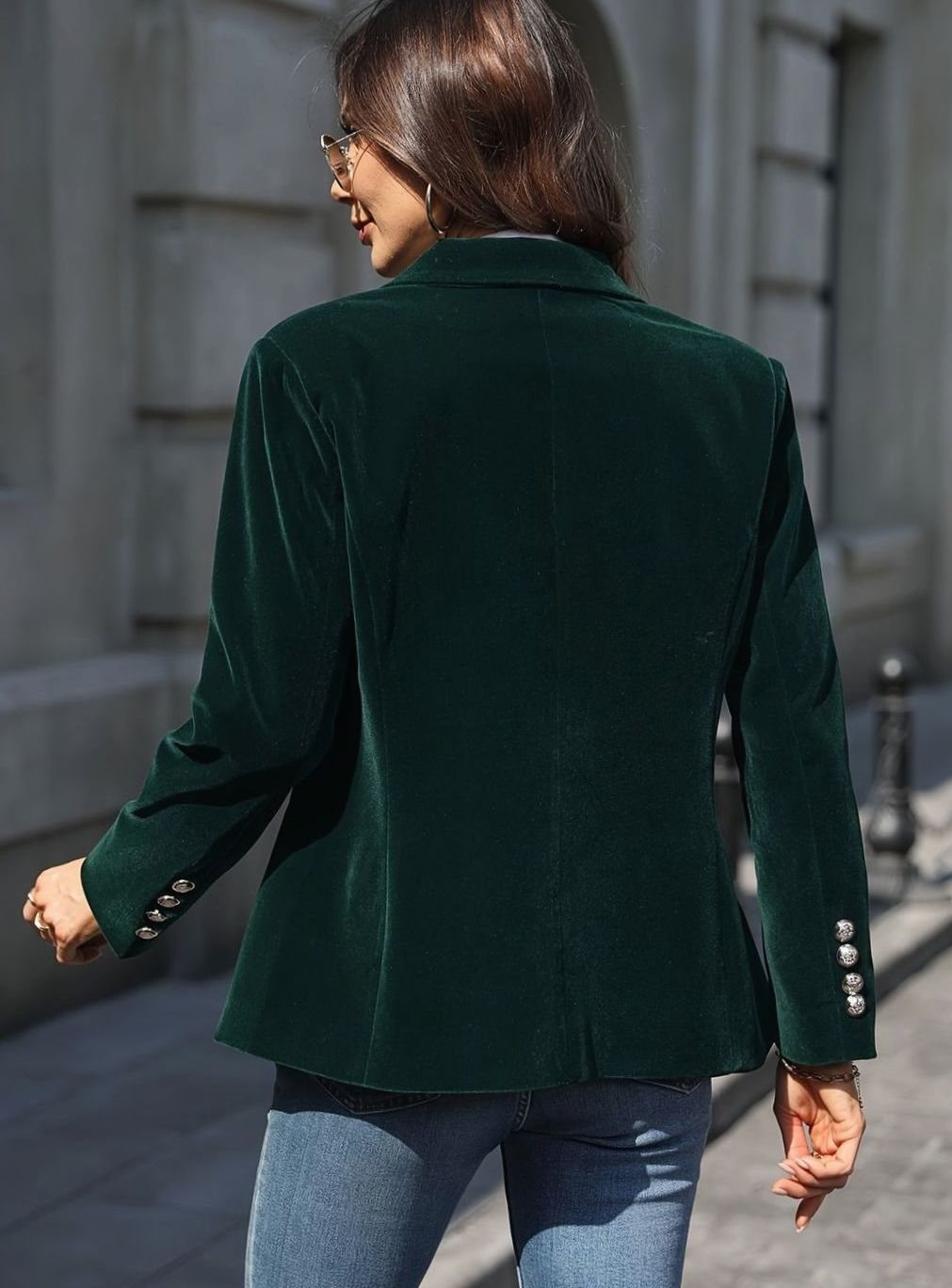 Colette | Women’s Plush Velvet Single-Button Tailored Blazer