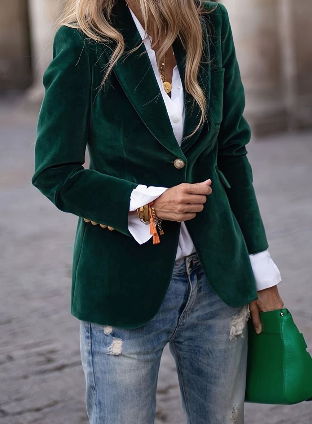 Colette | Women’s Plush Velvet Single-Button Tailored Blazer
