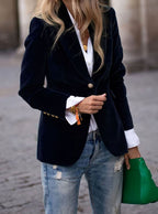 Colette | Women’s Plush Velvet Single-Button Tailored Blazer