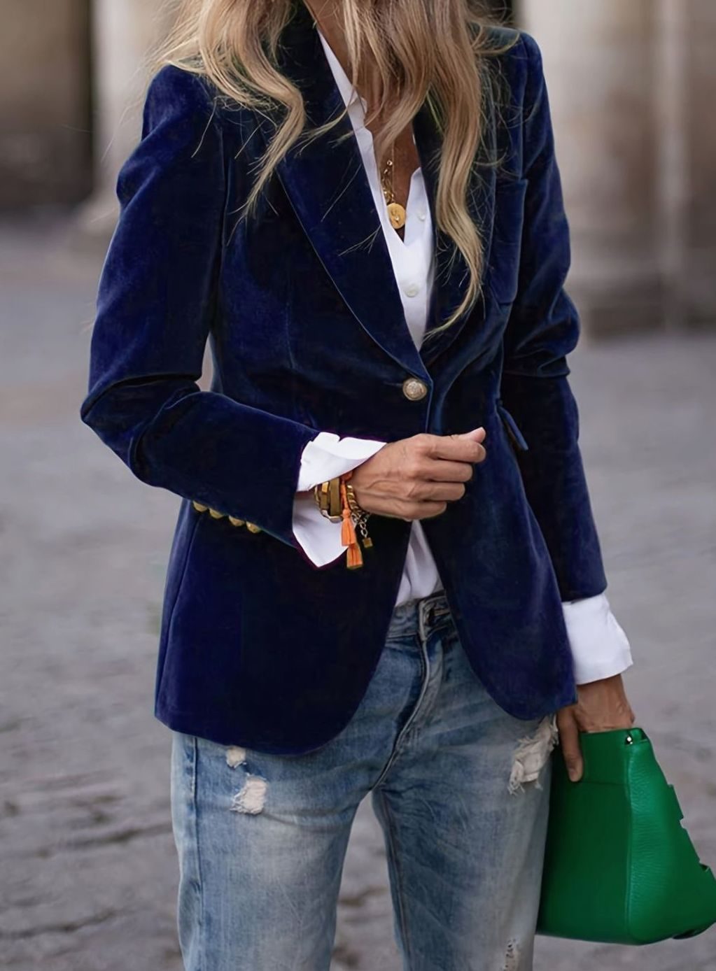 Colette | Women’s Plush Velvet Single-Button Tailored Blazer