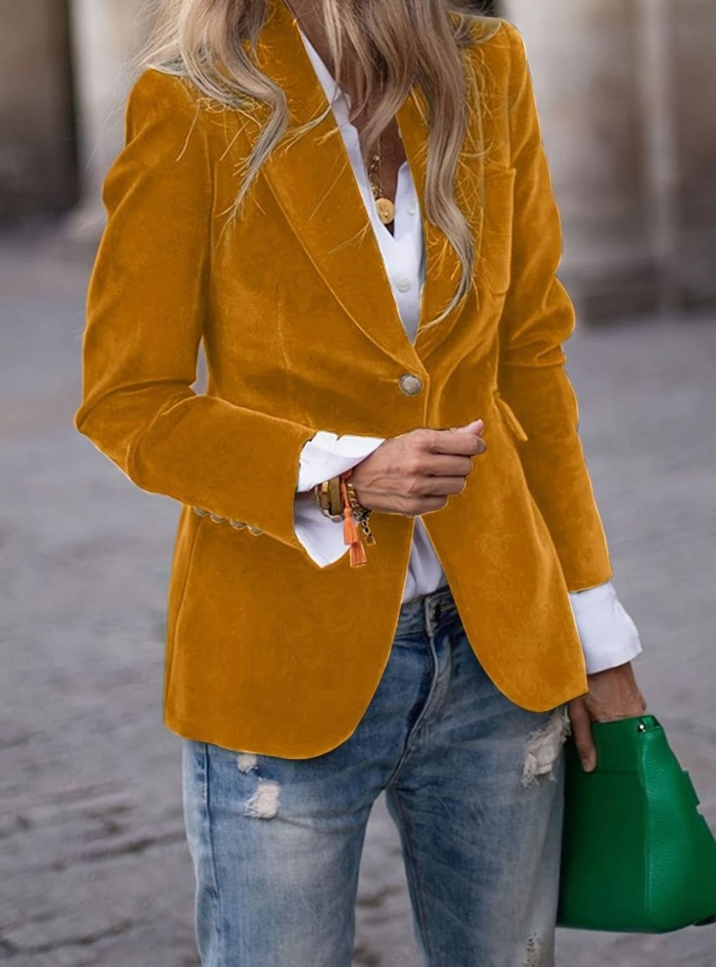 Colette | Women’s Plush Velvet Single-Button Tailored Blazer