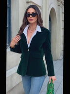 Colette | Women’s Plush Velvet Single-Button Tailored Blazer